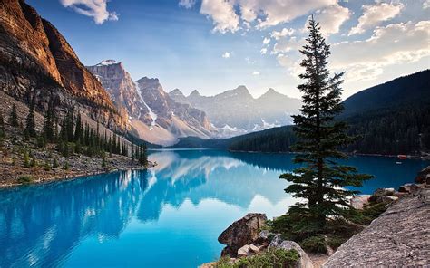 🔥moraine Lake Glacial Lake Mountain Landscape Banff Forest Alberta Lake