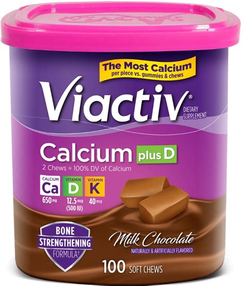 Viactiv Calcium Plus D Milk Chocolate Soft Chews 100 Ea Pack Of 3