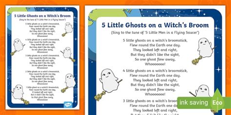 Halloween Song 5 Little Ghosts On A Witchs Broom Twinkl
