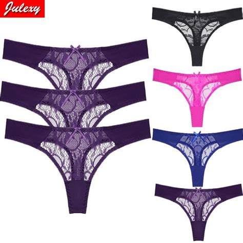 Buy Julexy Lace Thongs S M L Xl Panties For Women Solid Sexy Lace Underwear At Affordable Prices
