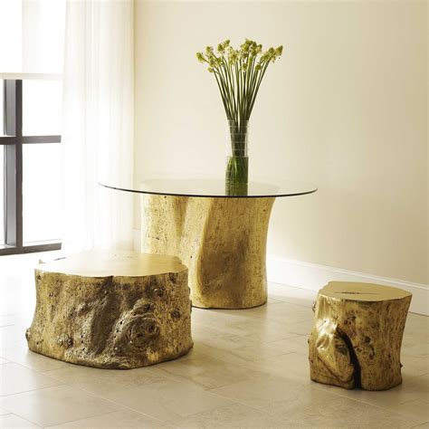 Phillips Collection Log Modern Classic Glass Top Gold Leaf Resin Round