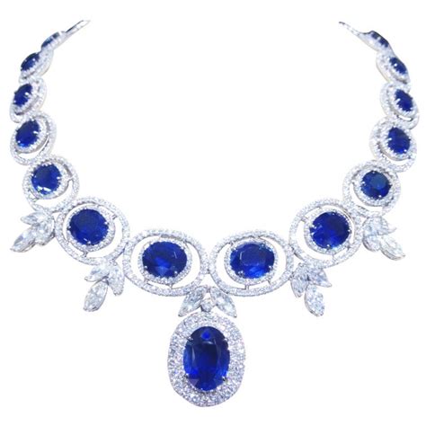 Stunning Sapphire And Diamond Necklace For Sale At 1stdibs Sapphire