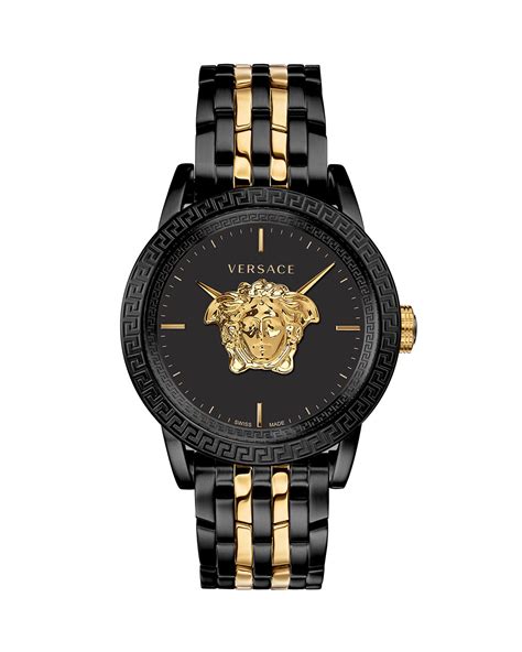 Versace Mens 43mm Palazzo Empire Watch Blackyellow Gold Neiman Marcus