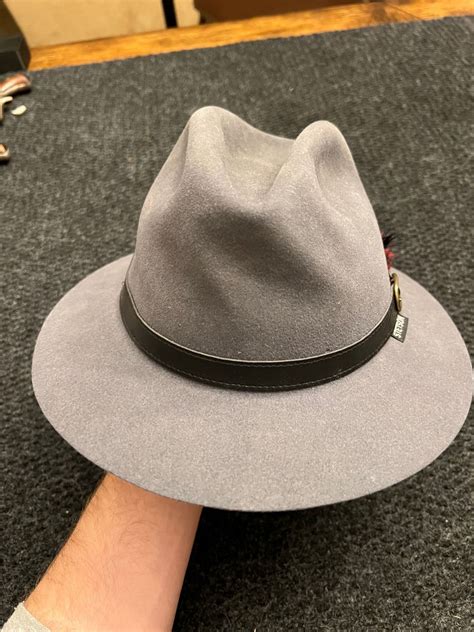 Vintage Gray Mallory By Stetson Western Hat 7 56mm
