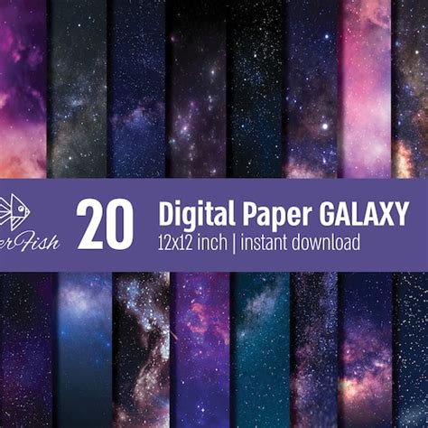 20 Galaxy Digital Paper Space Stardust Digital Paper Sky Etsy