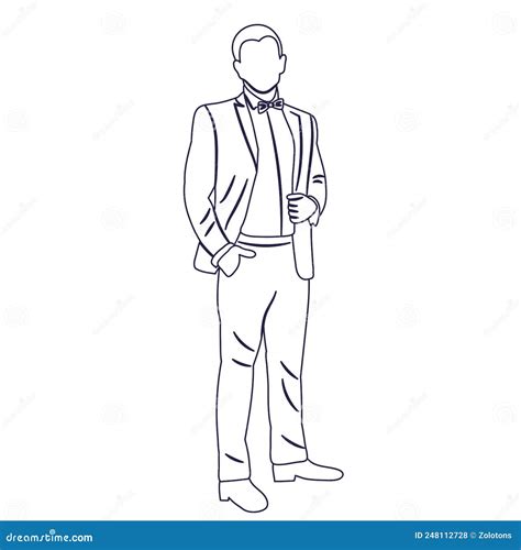 Male Businessman Sketch Outline Isolated Stock Vector Illustration