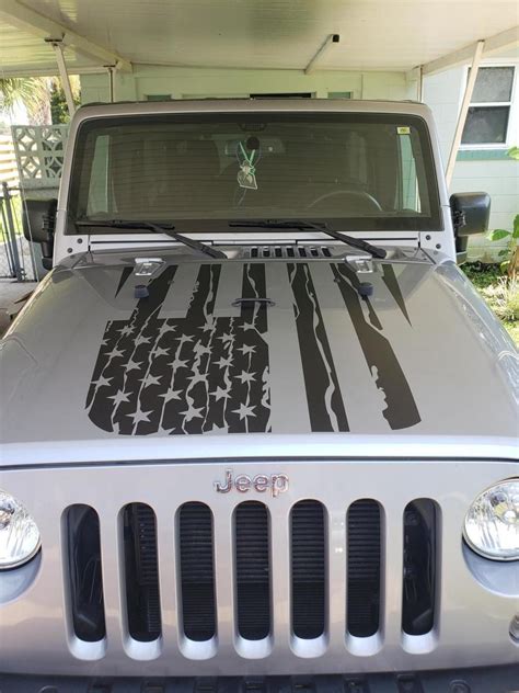 Distressed American Flag Hood Decal Jeep Wrangler Jeep Jeep