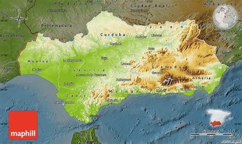 Physical Map Of Andalucia Darken