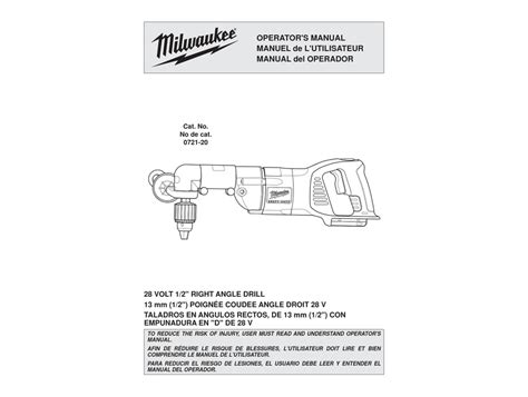 Milwaukee 0721 20 Operators Manual Pdf Download Manualslib