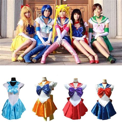 Anime Sailor Moon Cosplay Costume Uniform Fancy Party Dress With Gloves