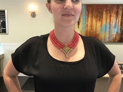 Elizabeth Rand Rare Stunning Rhodocrosite Diamond Gold Necklace At 1stdibs Elizabeth Rand Jewelry