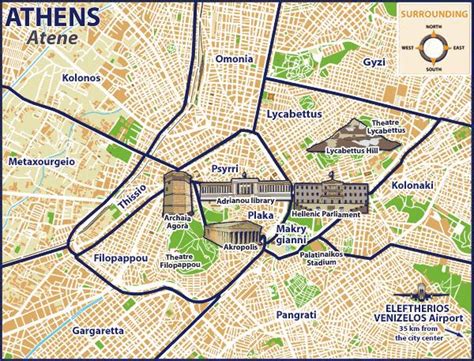 Printable map of athens attractions, walking tours map. Omonia Athens map - Map of omonia Athens (Greece)