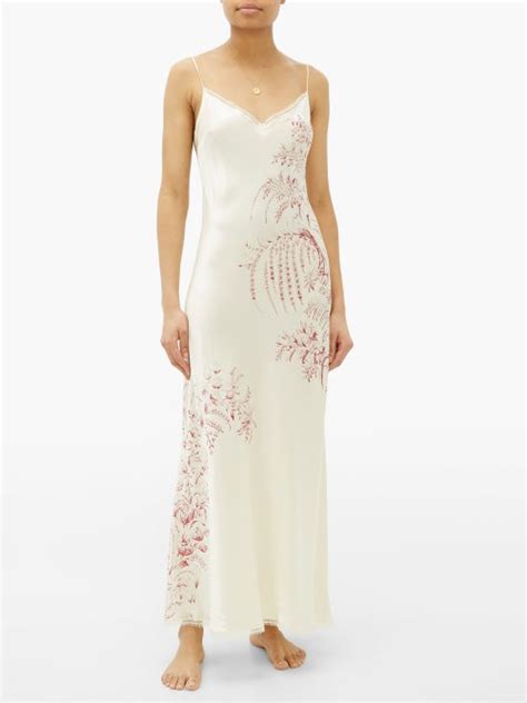 Carine Gilson Floral Print Silk Satin Slip Dress White Print 50 Off Sale Coshio Online Shop