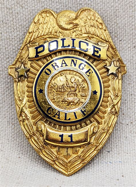 Rare 1940s City Of Orange Ca Police Badge 11 By La Stamp And Staty
