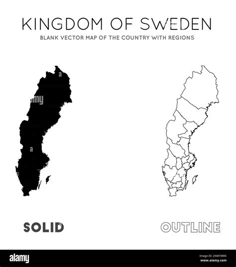 Mapa De Suecia Mapa Vectorial En Blanco Del País Con Regiones