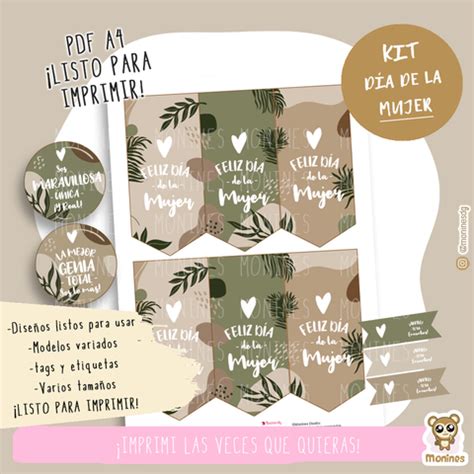 Kit Imprimible Día De La Mujer Tags Nature Beauty Tarjetas
