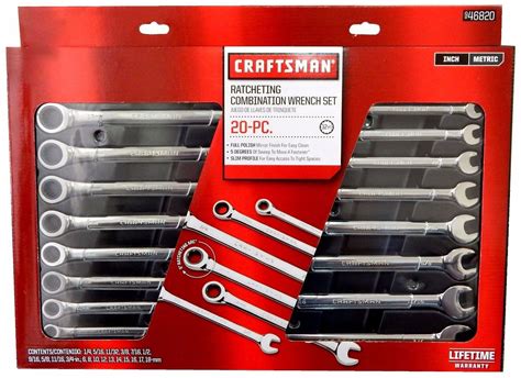 New Craftsman 20 Piece Combination Ratcheting Wrench Set Metric
