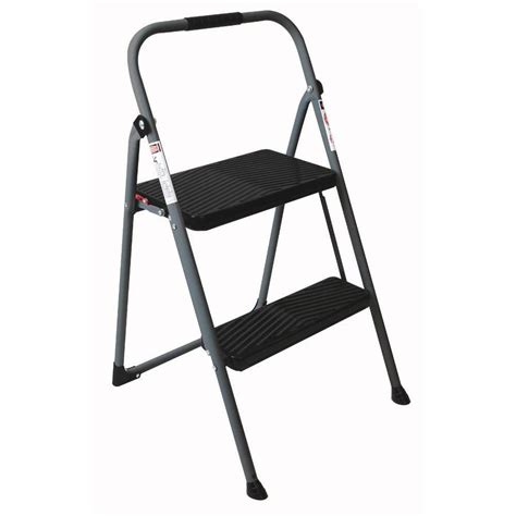 Werner 2 Step 225 Lbs Capacity Gray Steel Foldable Step Stool At