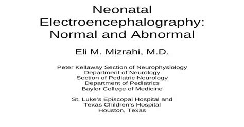 Neonatal Electroencephalography Normal And Abnormal · Neonatal