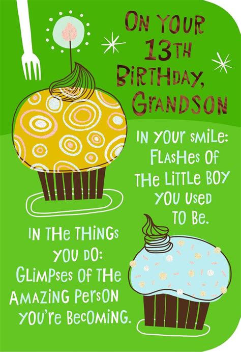 Cupcake 13th Birthday Card For Grandson Greeting Cards Hallmark