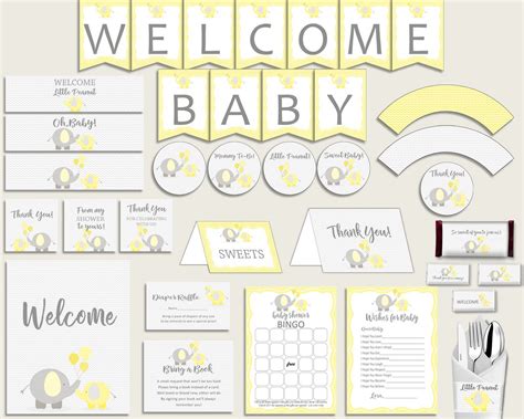 Decorations Baby Shower Decorations Yellow Baby Shower | Etsy | Elephant baby shower decorations ...