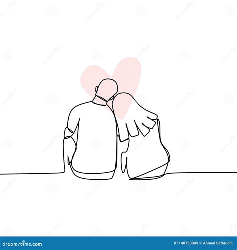 Concept Of Romantic Couple In Love Continuous Line Drawing Vector