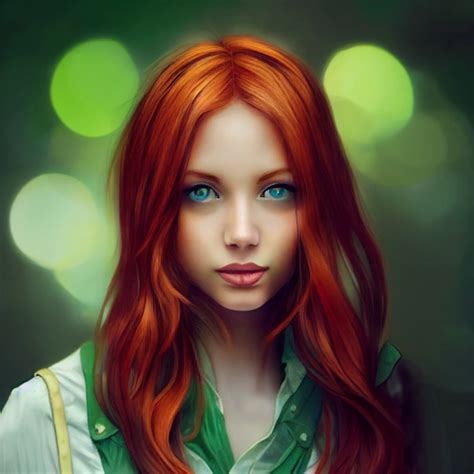 Most Beautiful Redhead Girl With Green Eyes Midjourney