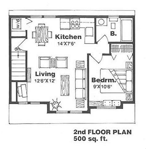 Farmhouse Style House Plan 1 Beds 1 Baths 500 Sqft Plan 116 129