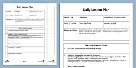 Daily Lesson Plan Template Twinkl Teacher Made Twinkl