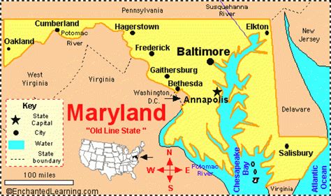 Where Is Maryland On The United States Map Us States Map