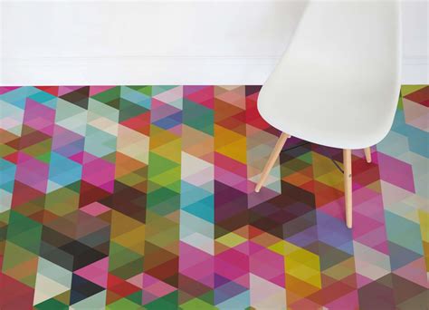 Pop Geometric Abstract Geometric Vinyl Flooring Multicolour Room