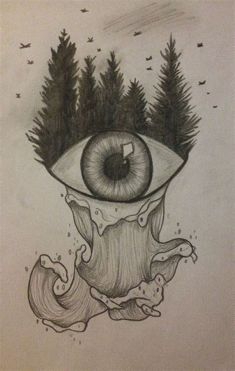 Eye Sea Forest Nature Drawing Meaningful Drawings Nature