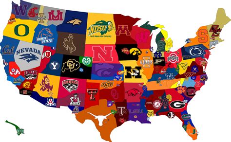 Map Of College Football Fan Domains In The Us Rsports