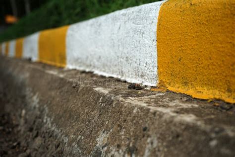 Concrete Curb And Gutter White And Yellow Stock Image Image Of Action