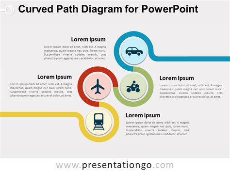 Free Curved Path Diagram For Powerpoint Sinuous Ribbon Made Of Four 3