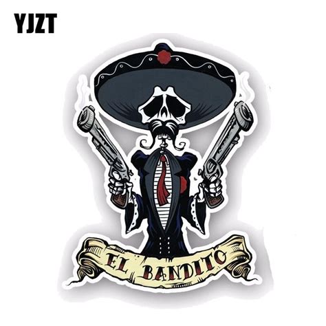 Yjzt 10cm127cm Car Accessories El Bandito Skull Car Sticker Style