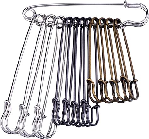 Outus 12 Pieces Extra Large Safety Pins Stainless Steel