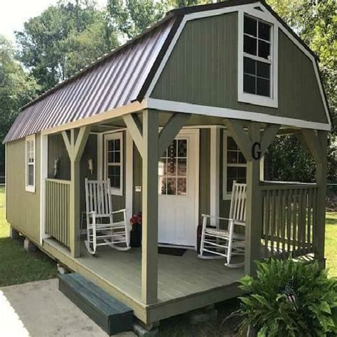 Wraparound Porch Lofted Barn Cabin Factory Outlet Buildings Sheds