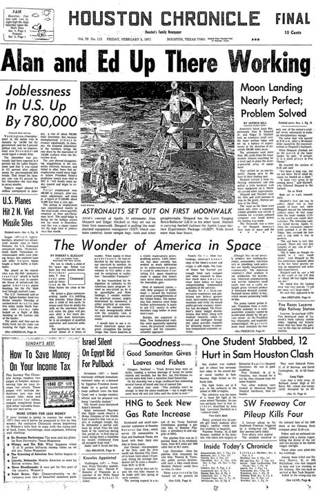 Houston Chronicle Page One Feb 5 1971