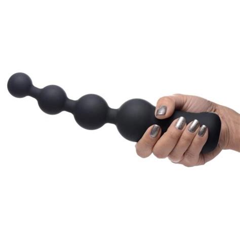 Master Series Deluxe Voodoo Beads 10x Silicone Rechargeable Vibrating Anal Beads Black Sex