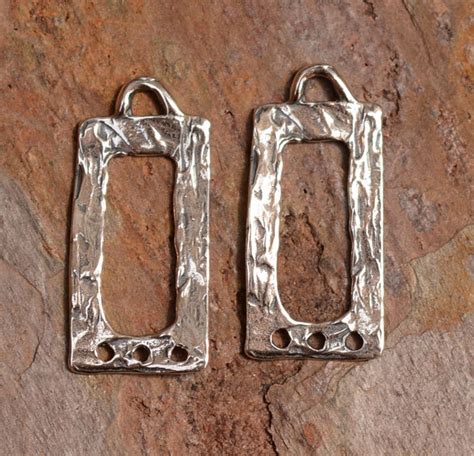 Rustic Rectangle Earring Dangles With 3 Holes In Sterling Etsy