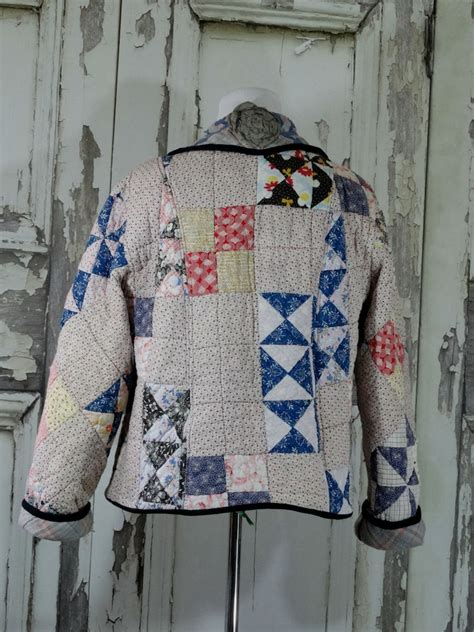 Jacket From Vintage Quilt Womens Quilted Blazer Jacket Etsy
