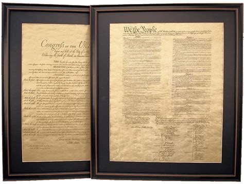 Poster Size Framed United States Constitution And Bill Of Rights With