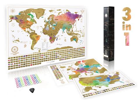 Scratch Off Map Ultimate Watercolor Pack World Usa And Europe 3