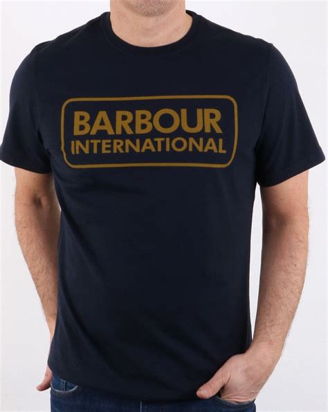 Barbour International Logo T Shirt Navy 80s Casual Classics