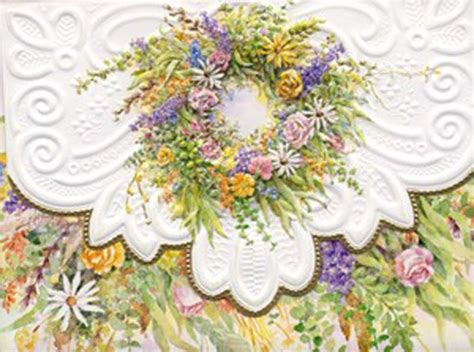Carol Wilson Fine Arts Rose Garden Wreath Portfolio Blank Card Set 10