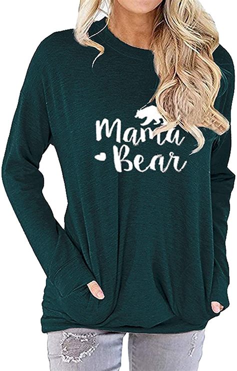 Womens Mama Bear Sweatshirt Long Sleeve Pullover Casual Pocket Blouses Walmart Canada