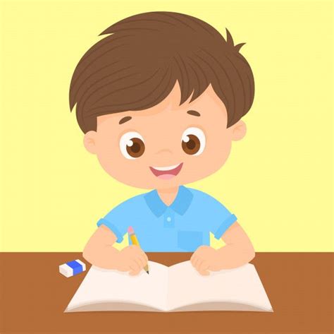 Boy Writing At His Desk Imagenes De Niños Escribiendo Niño
