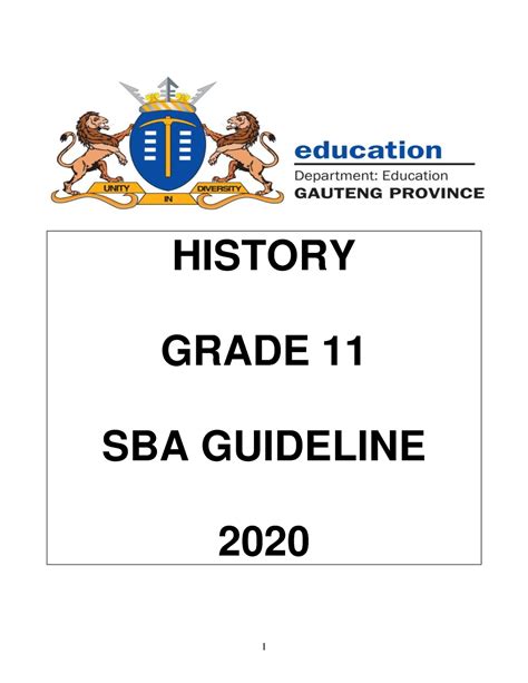 2020 History Grade 11 Sba Final History Grade 11 Sba Guideline 2020
