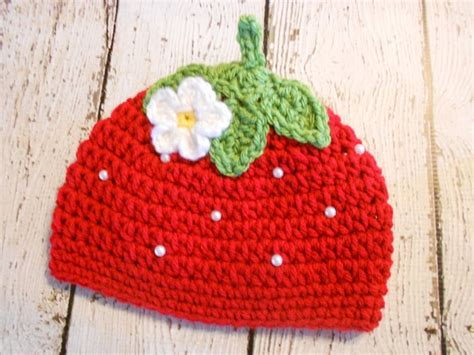 Crochet Strawberry Hat Newborn To 3t Etsy